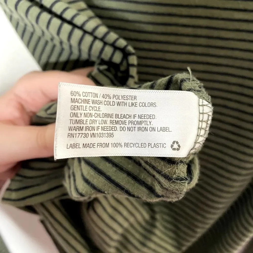 Mossimo Supply Co. Long Sleeve V-Neck Striped T-Shirt Green Black Size XL Tee - Picture 7 of 9